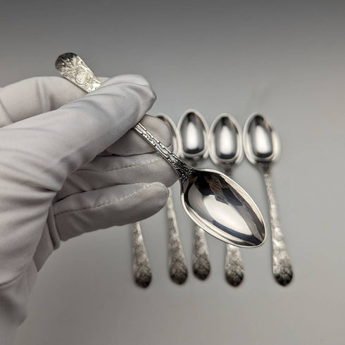 Around 1875 Set of 6 English Antique Silver Plated Teaspoons